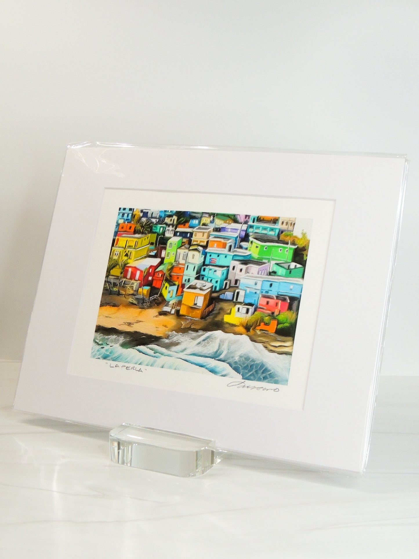La Perla – Pintura colorida de comunidad La Perla en San Juan | Juan Laureano Arte
