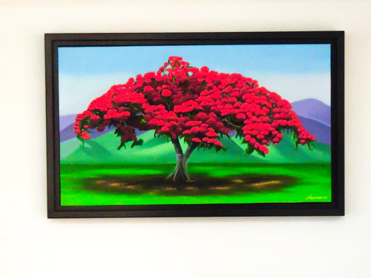 Flamboyán Rojo - Pintura del Flamboyán de Puerto Rico | Juan Laureano Arte