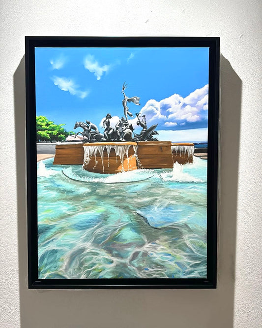 Fuente Mis Raíces - Pintura de emblemática fuente en el Paseo de la Princesa | Juan Laureano Arte