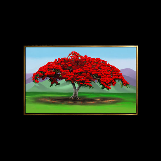 Flamboyán Rojo - Pintura del Flamboyán de Puerto Rico