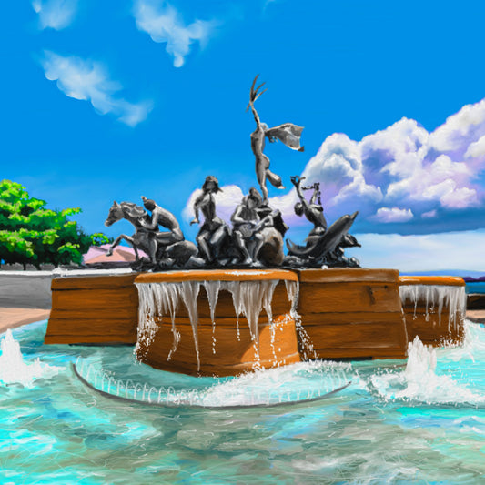 Fuente Mis Raíces - Pintura de emblemática fuente en el Paseo de la Princesa