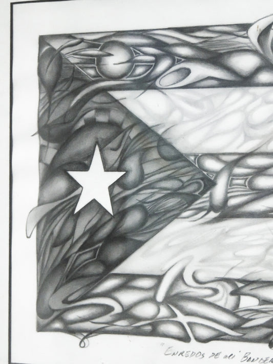 Enredos de mi Bandera - Obra sobre la bandera de Puerto Rico | Juan Laureano Arte